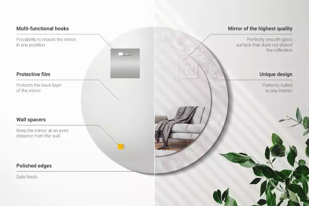 Kulaté zrcadlo s potiskem Rokoková textura