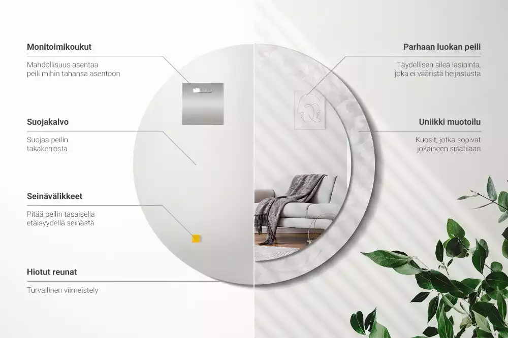 Kulaté zrcadlo s potiskem Rokoková textura