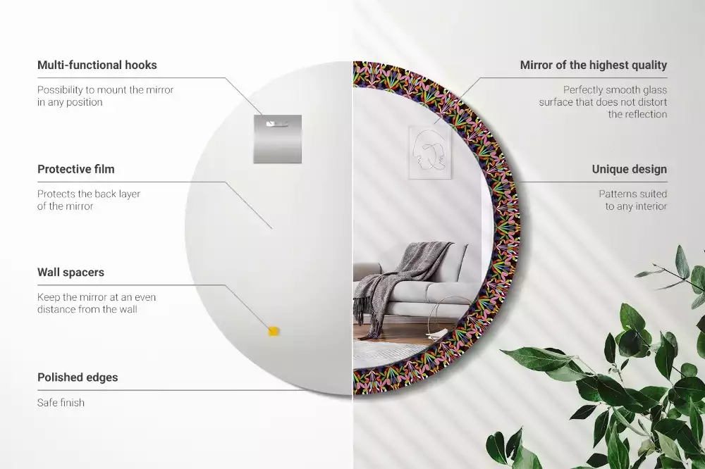 Kulaté zrcadlo s potiskem Vzor mandaly