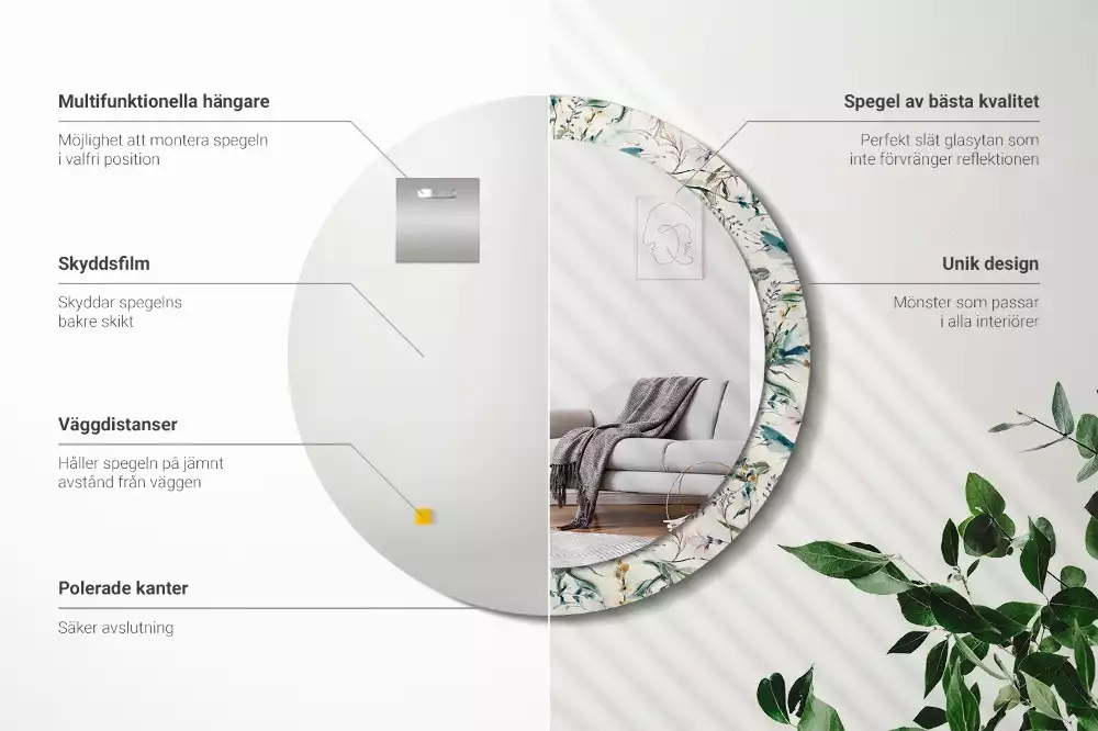 Kulaté zrcadlo s potiskem Akvarel květiny