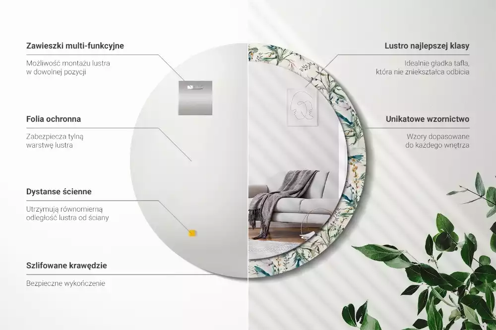 Kulaté zrcadlo s potiskem Akvarel květiny