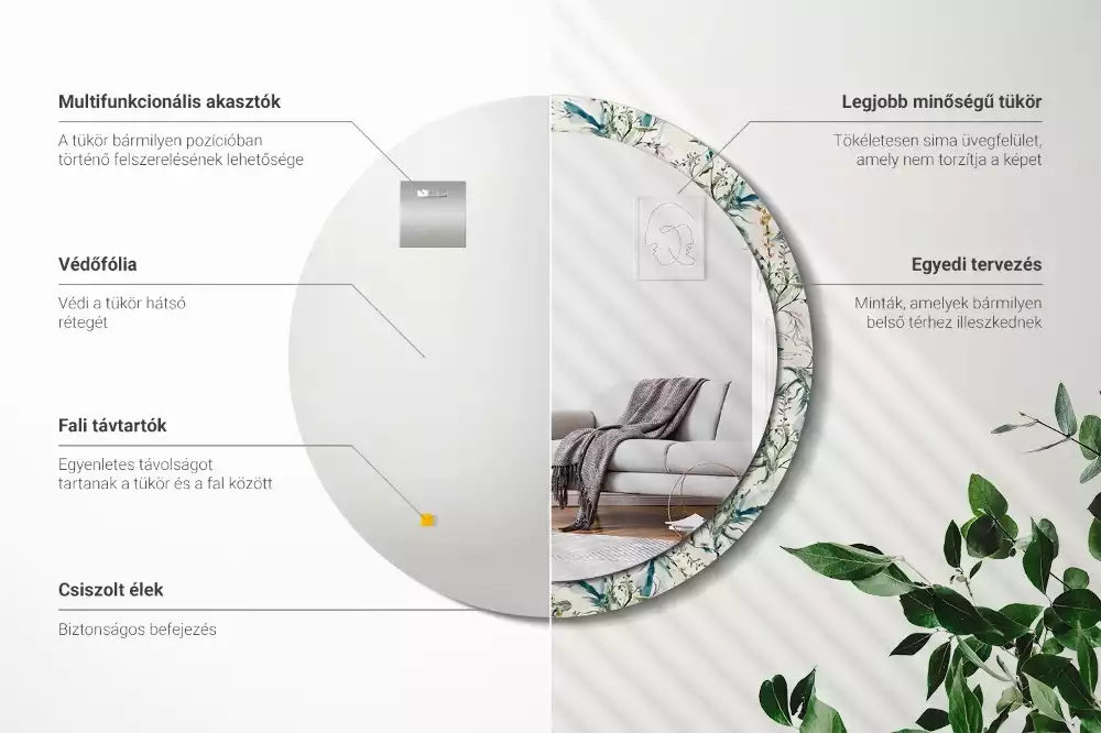 Kulaté zrcadlo s potiskem Akvarel květiny