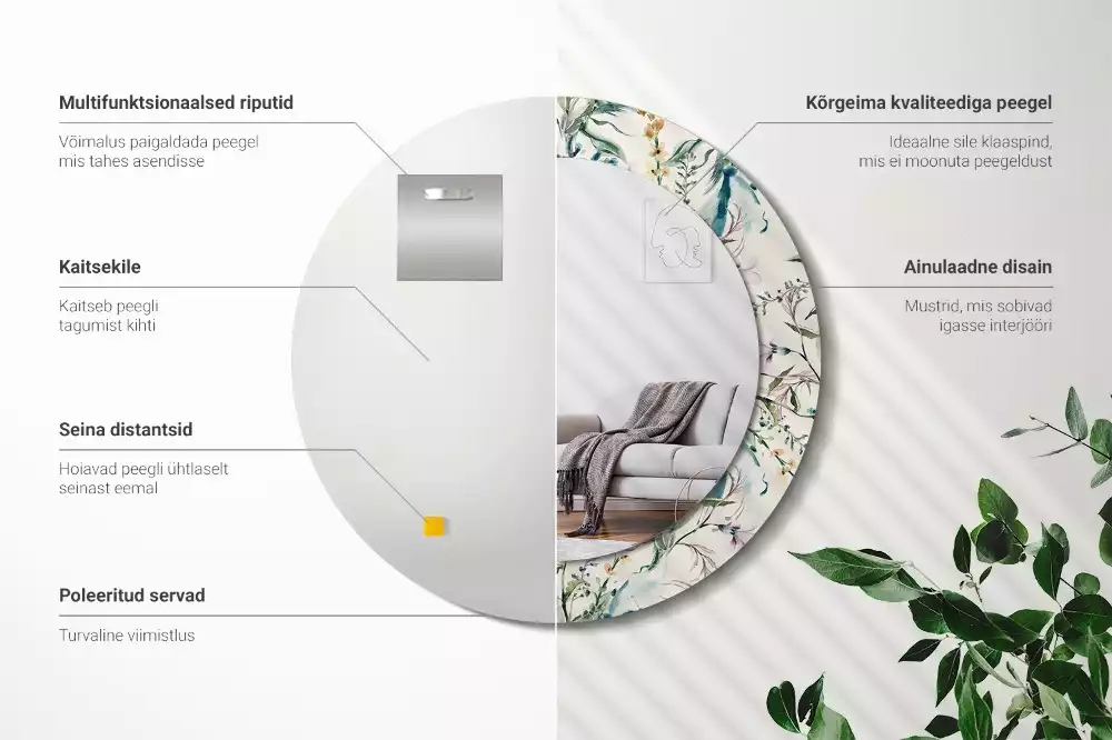 Kulaté zrcadlo s potiskem Akvarel květiny