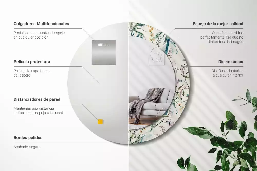 Kulaté zrcadlo s potiskem Akvarel květiny