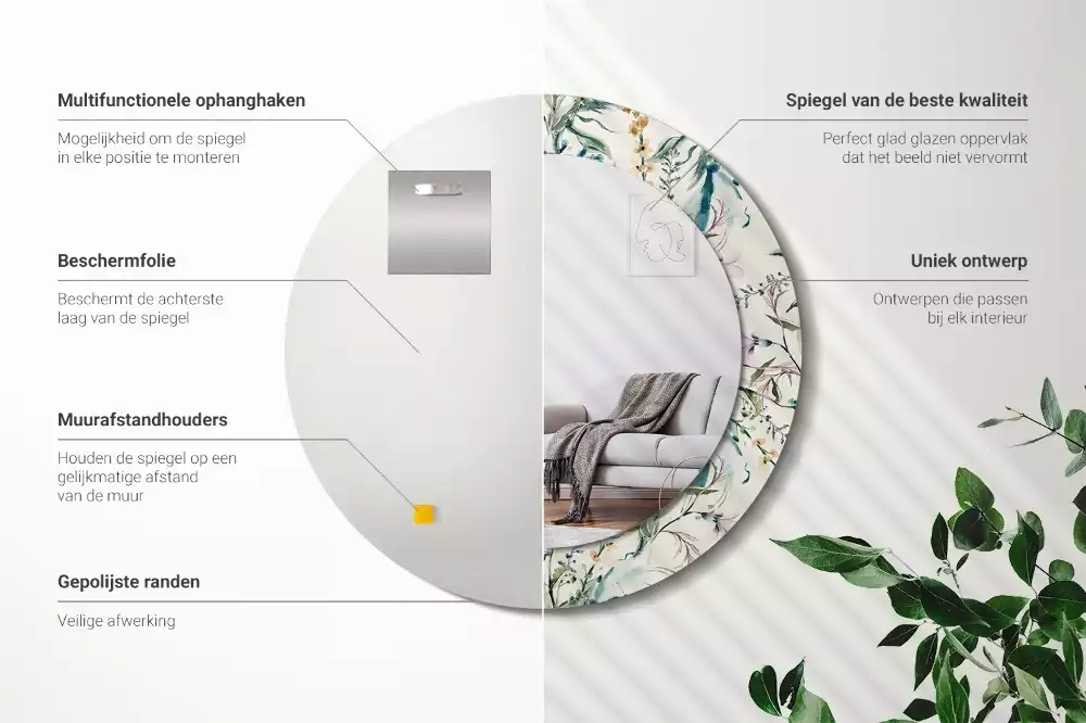 Kulaté zrcadlo s potiskem Akvarel květiny