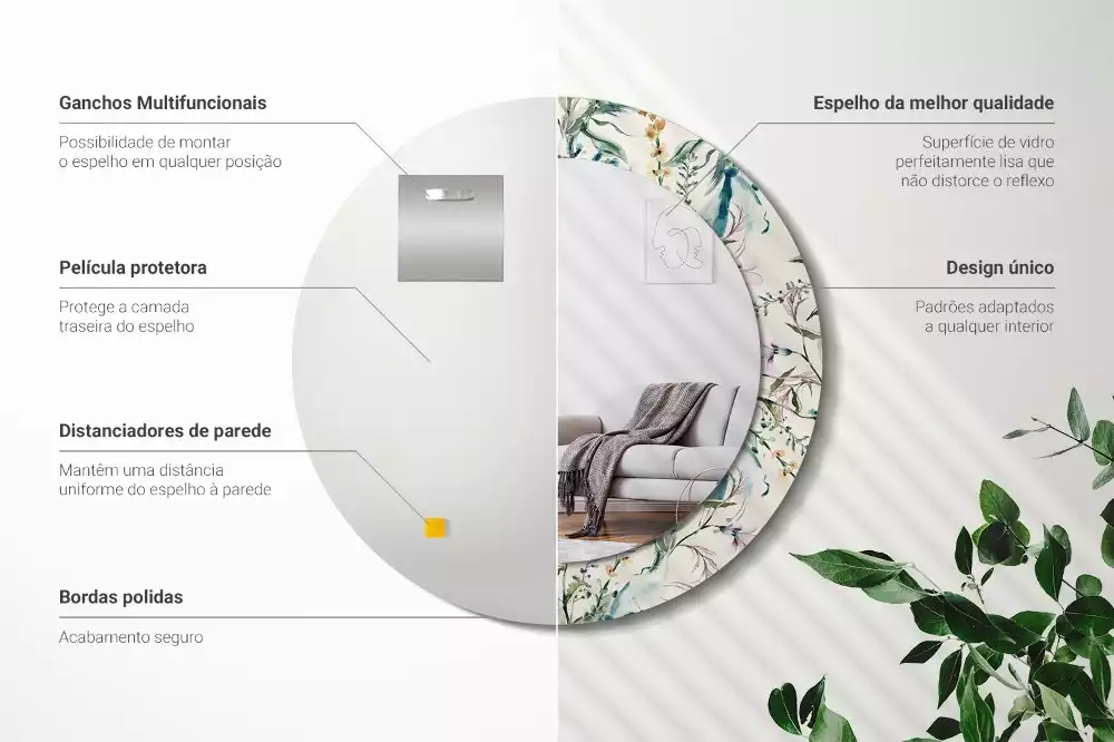 Kulaté zrcadlo s potiskem Akvarel květiny