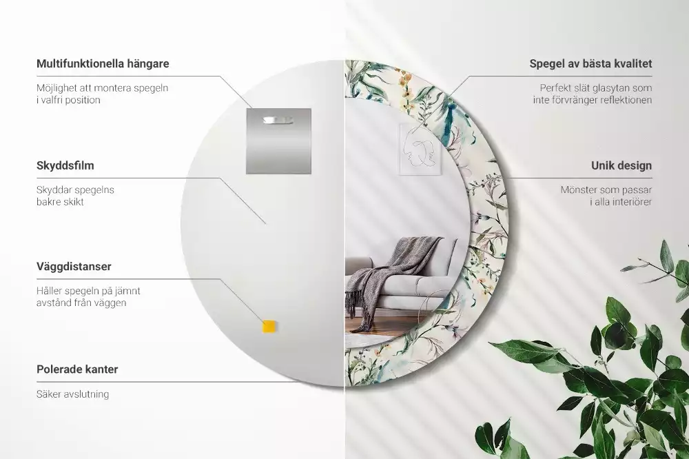 Kulaté zrcadlo s potiskem Akvarel květiny