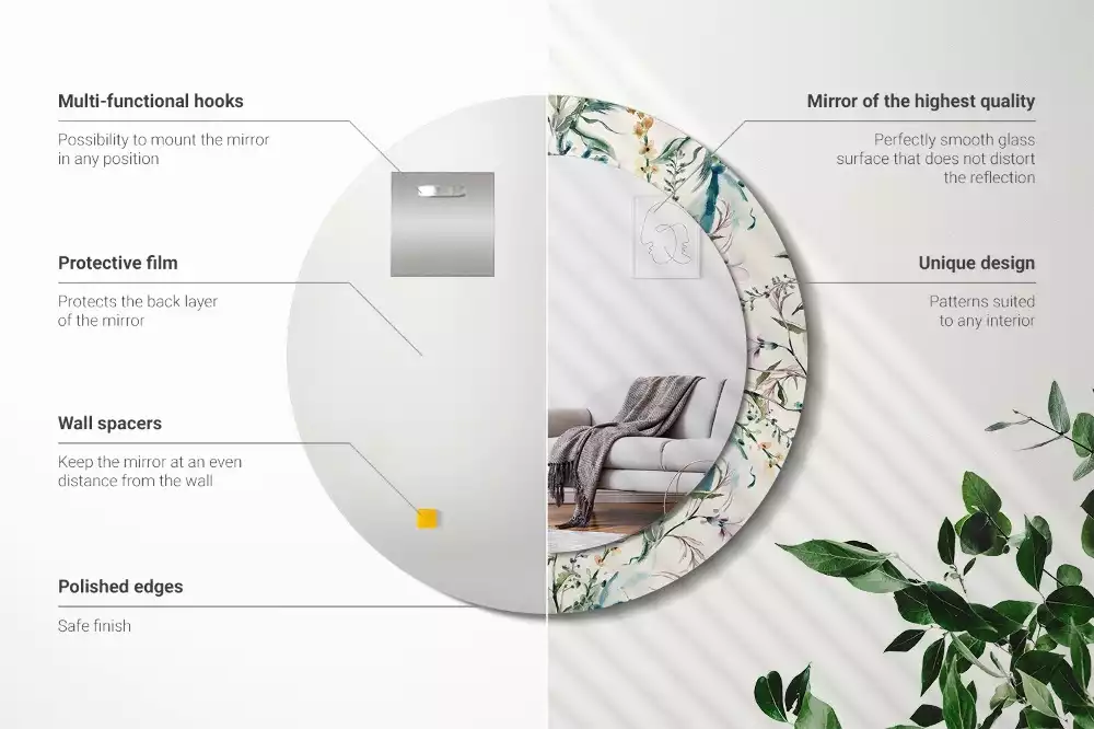 Kulaté zrcadlo s potiskem Akvarel květiny