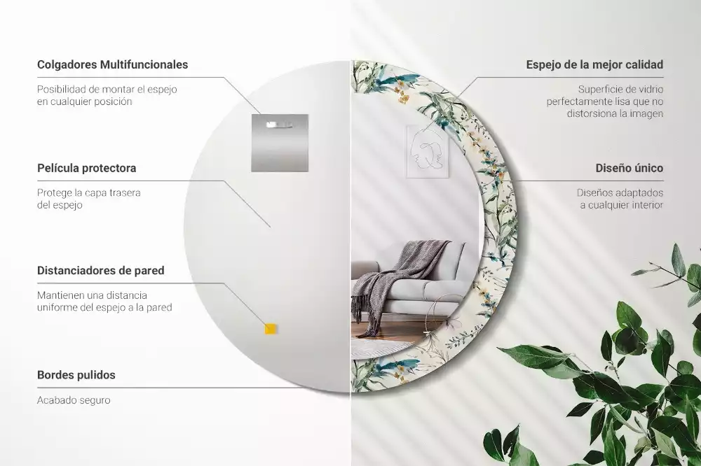 Kulaté zrcadlo s potiskem Akvarel květiny