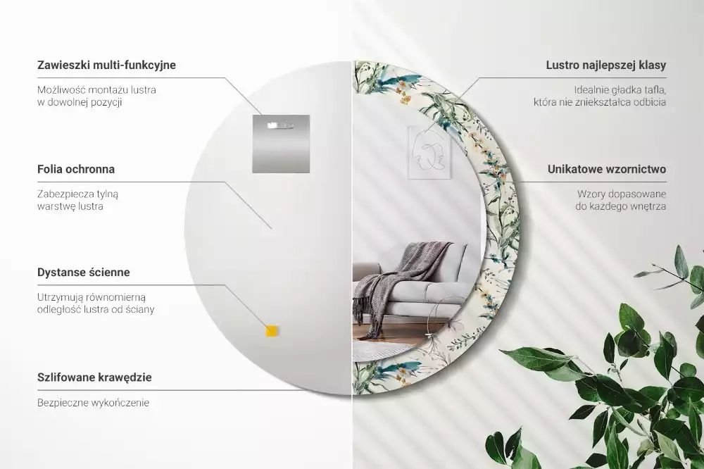 Kulaté zrcadlo s potiskem Akvarel květiny