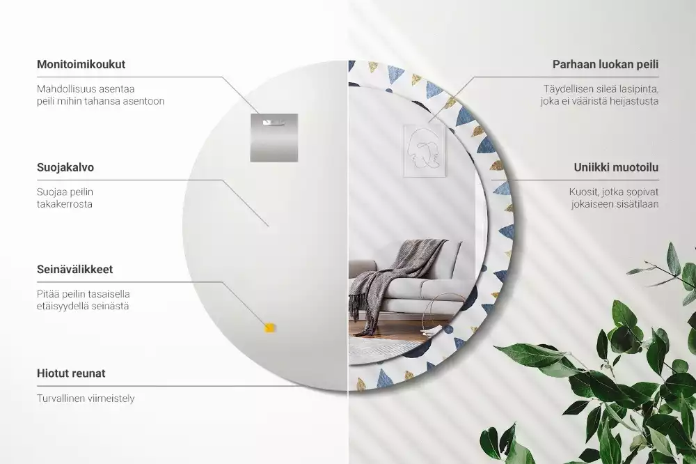 Kulaté zrcadlo s potiskem Měsíční mandala