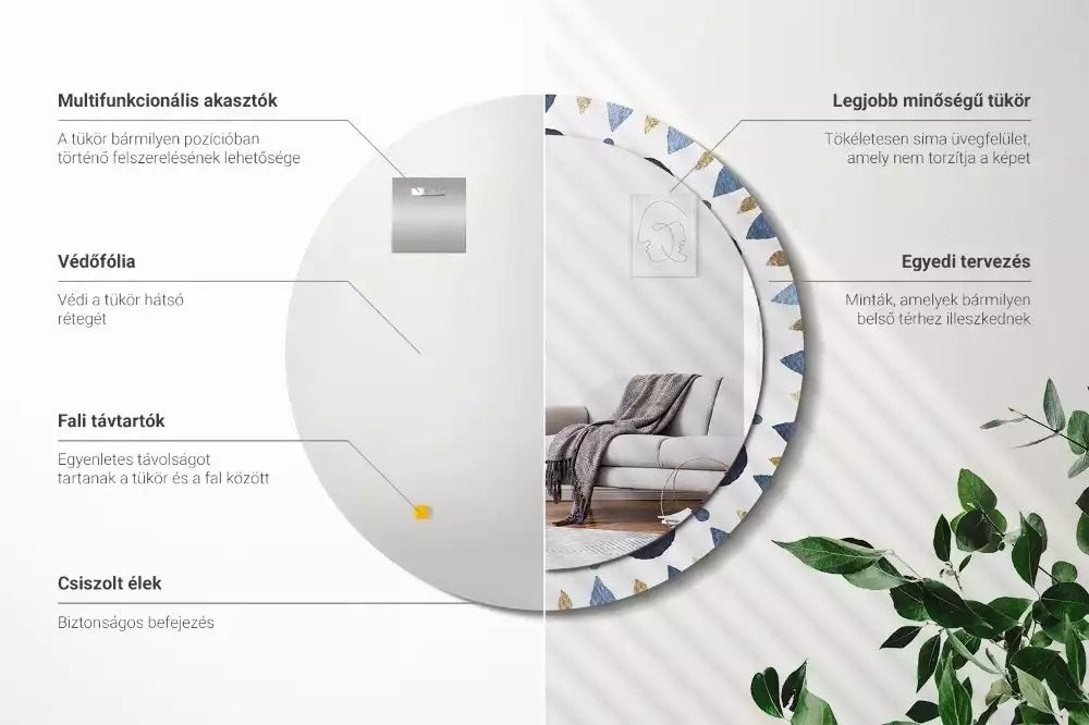 Kulaté zrcadlo s potiskem Měsíční mandala