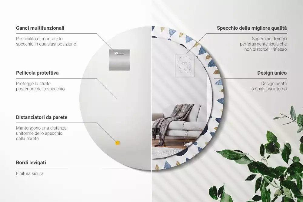 Kulaté zrcadlo s potiskem Měsíční mandala