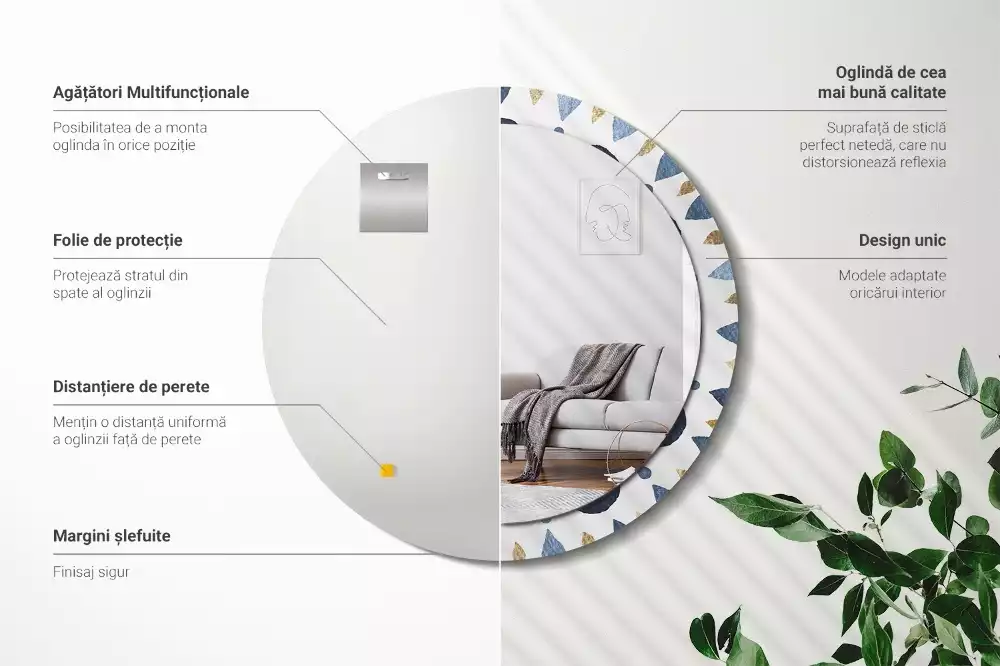 Kulaté zrcadlo s potiskem Měsíční mandala