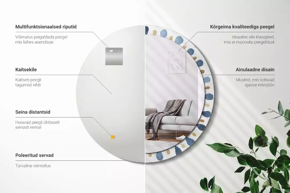 Kulaté zrcadlo s potiskem Měsíční mandala