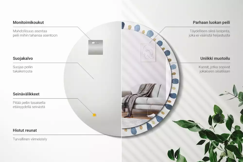 Kulaté zrcadlo s potiskem Měsíční mandala