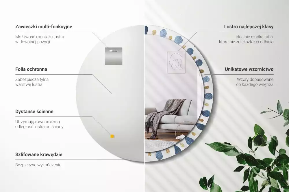 Kulaté zrcadlo s potiskem Měsíční mandala