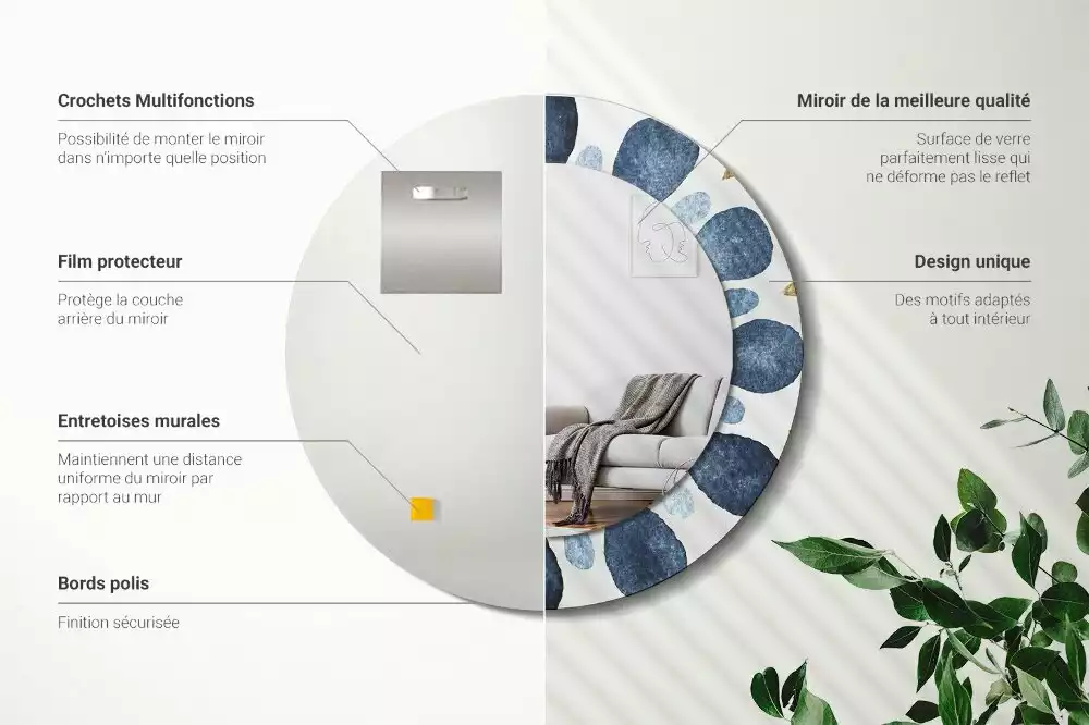 Kulaté zrcadlo s potiskem Měsíční mandala