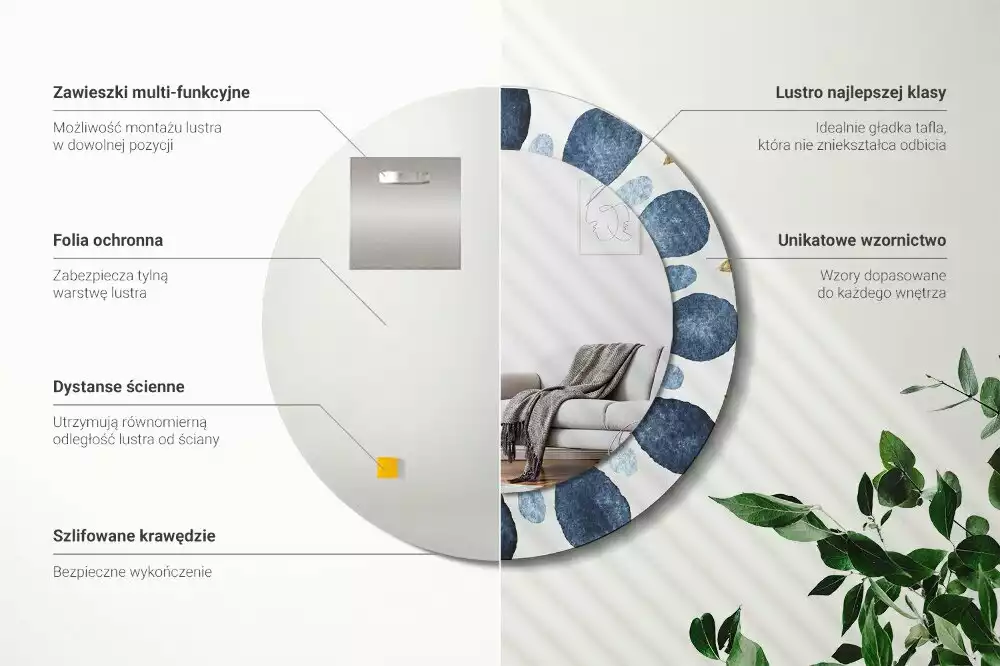 Kulaté zrcadlo s potiskem Měsíční mandala