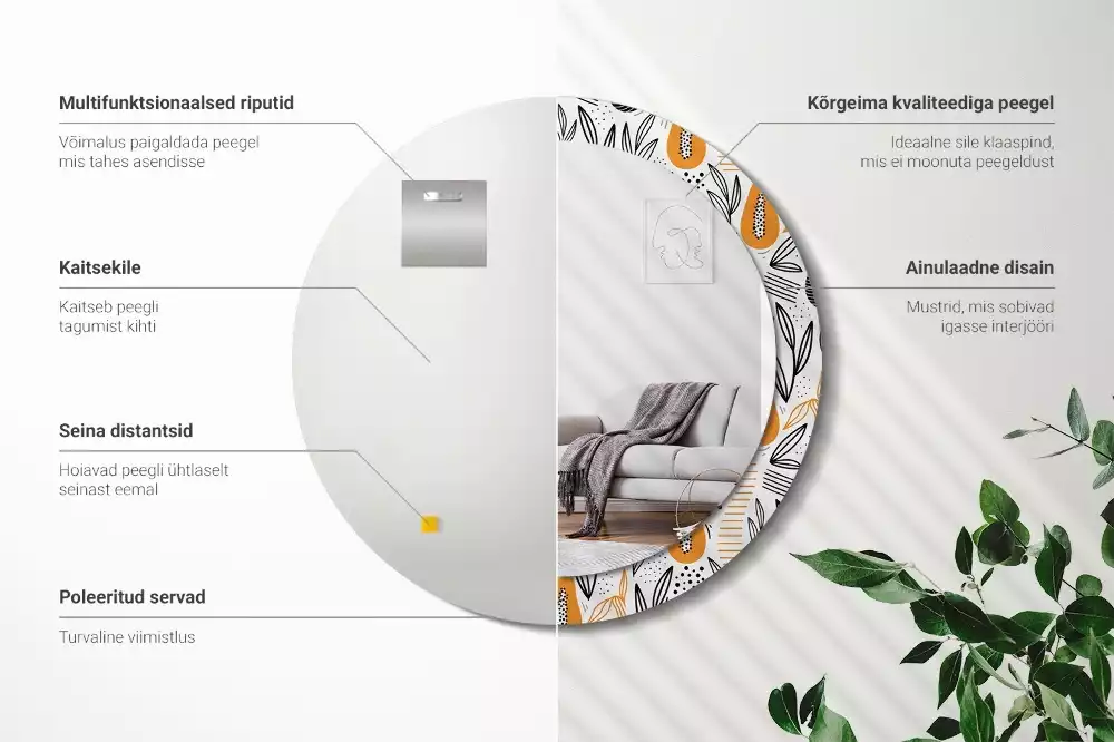 Kulaté zrcadlo s potiskem Papayas