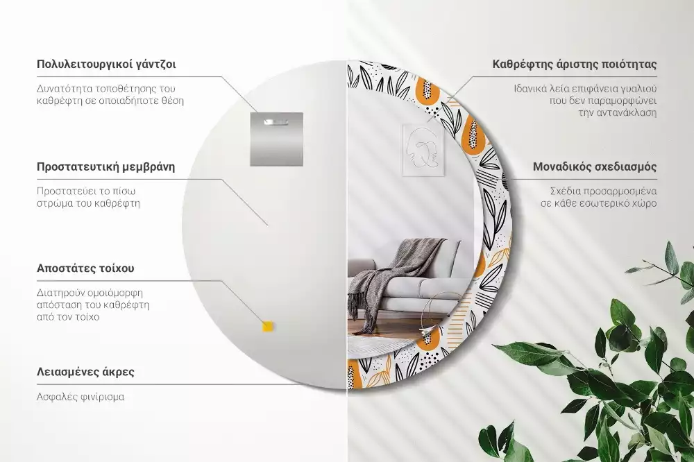 Kulaté zrcadlo s potiskem Papayas