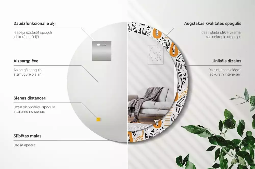 Kulaté zrcadlo s potiskem Papayas