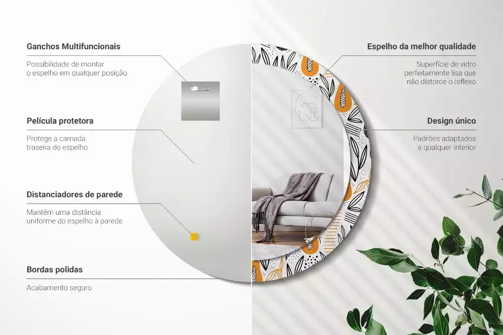 Kulaté zrcadlo s potiskem Papayas