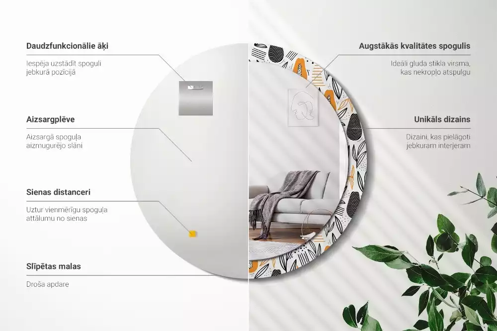 Kulaté zrcadlo s potiskem Papayas