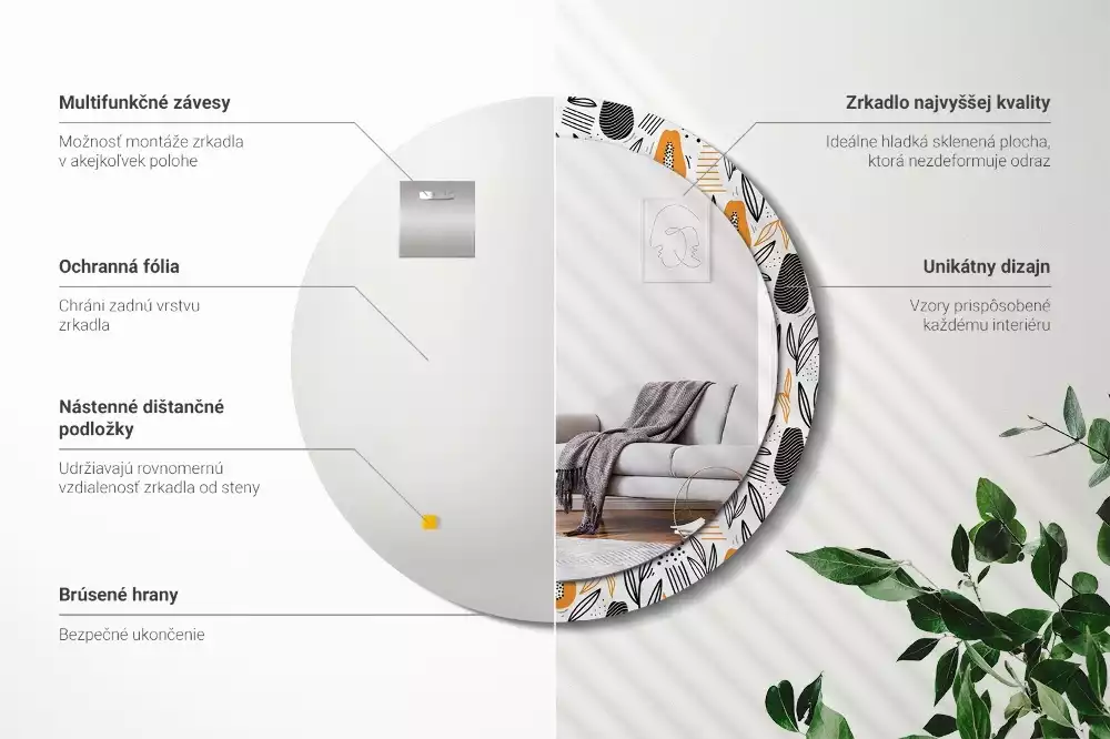 Kulaté zrcadlo s potiskem Papayas