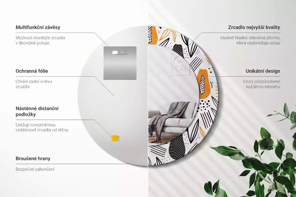 Kulaté zrcadlo s potiskem Papayas