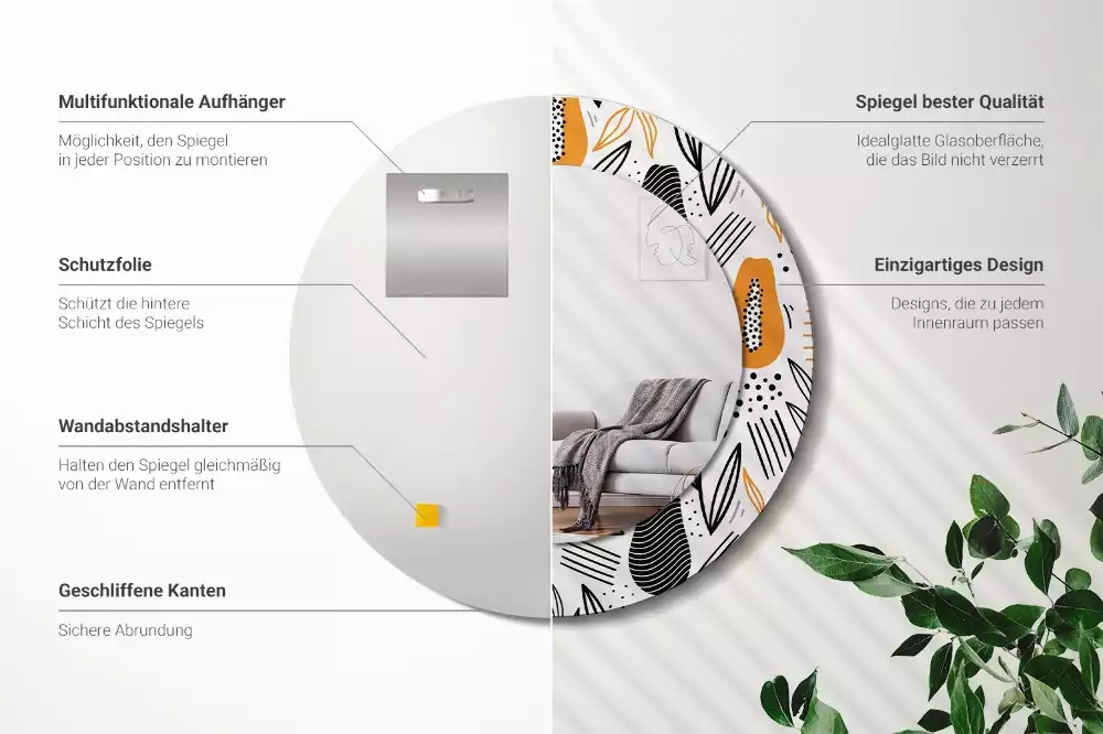 Kulaté zrcadlo s potiskem Papayas