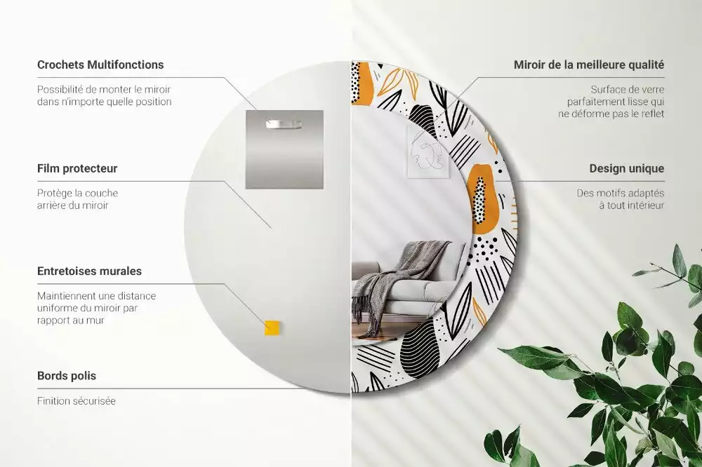 Kulaté zrcadlo s potiskem Papayas