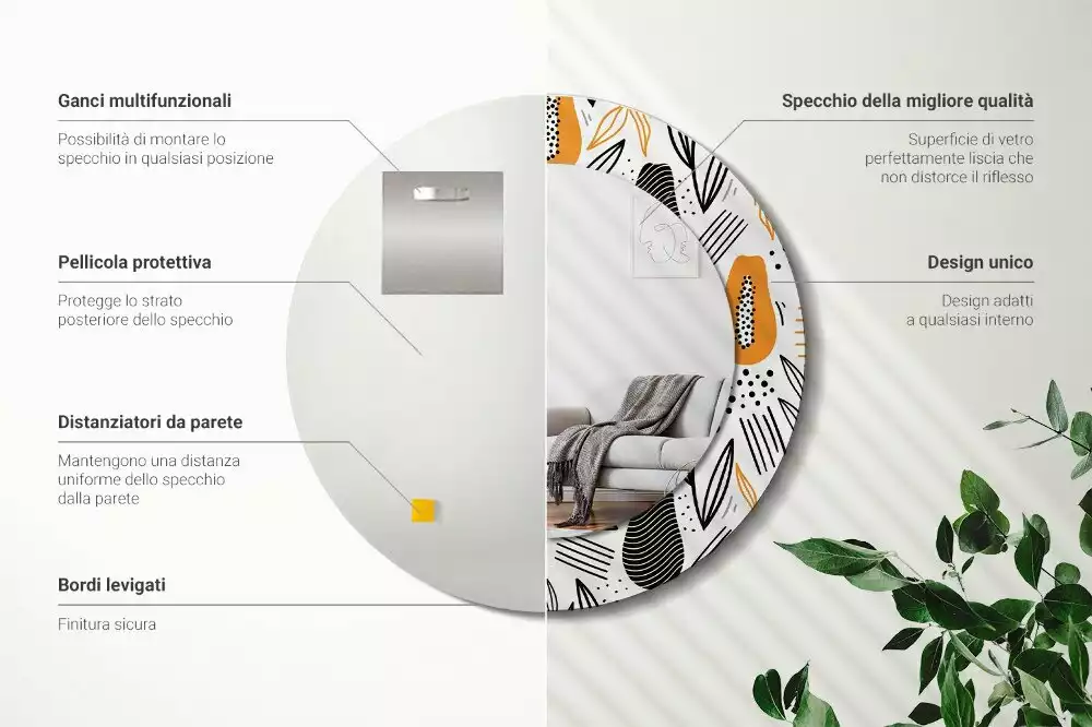 Kulaté zrcadlo s potiskem Papayas