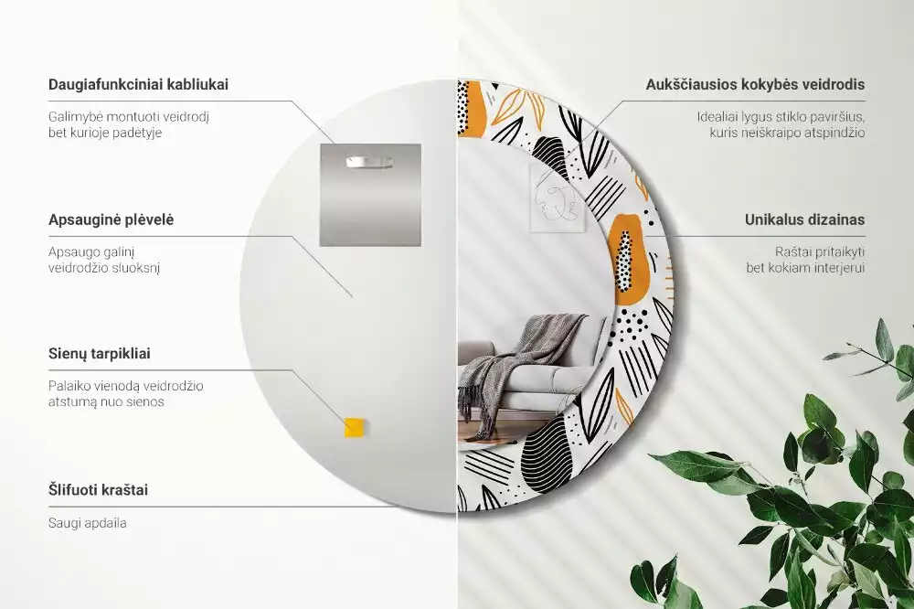 Kulaté zrcadlo s potiskem Papayas