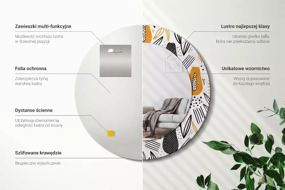 Kulaté zrcadlo s potiskem Papayas