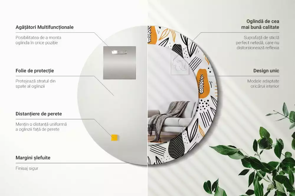 Kulaté zrcadlo s potiskem Papayas