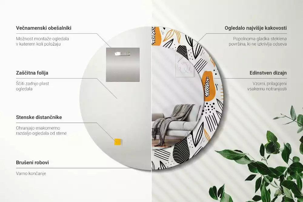 Kulaté zrcadlo s potiskem Papayas