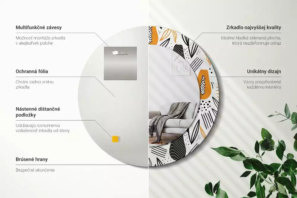 Kulaté zrcadlo s potiskem Papayas