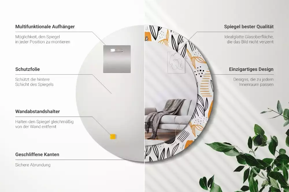 Kulaté zrcadlo s potiskem Papayas