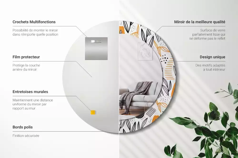 Kulaté zrcadlo s potiskem Papayas