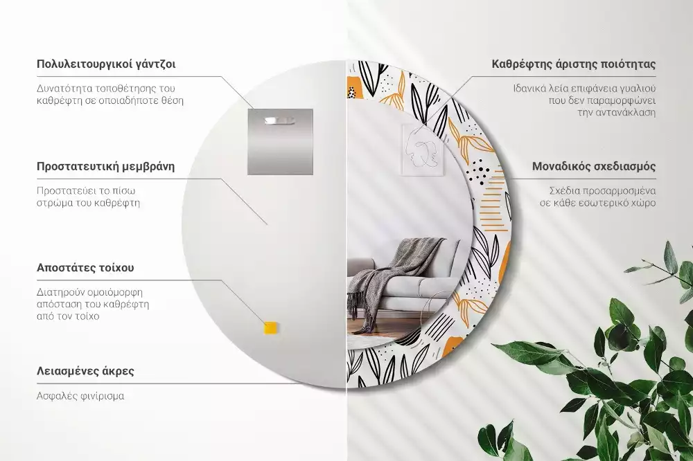 Kulaté zrcadlo s potiskem Papayas