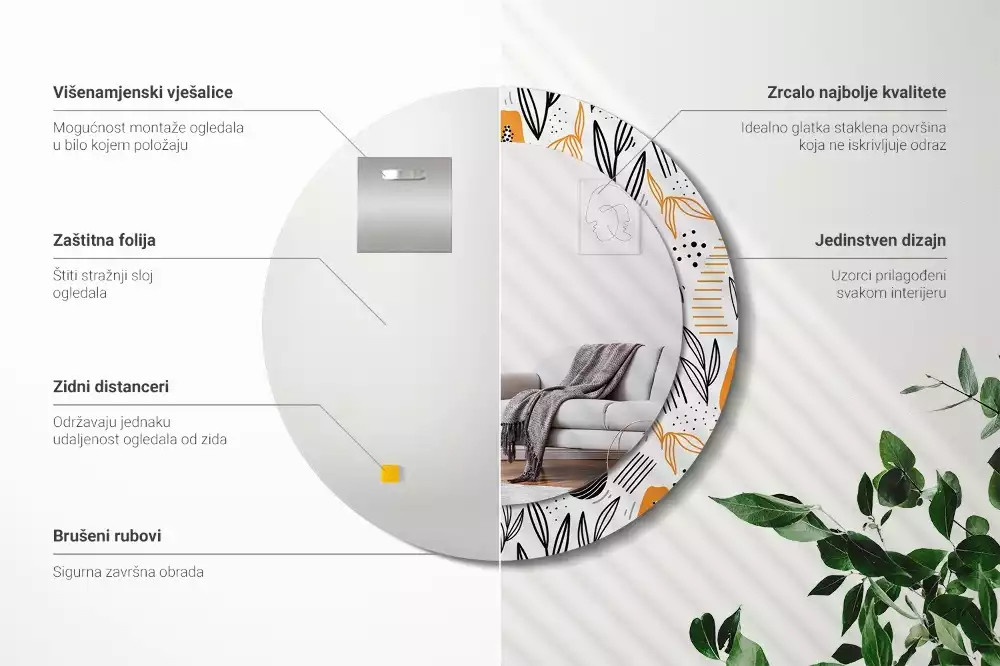 Kulaté zrcadlo s potiskem Papayas