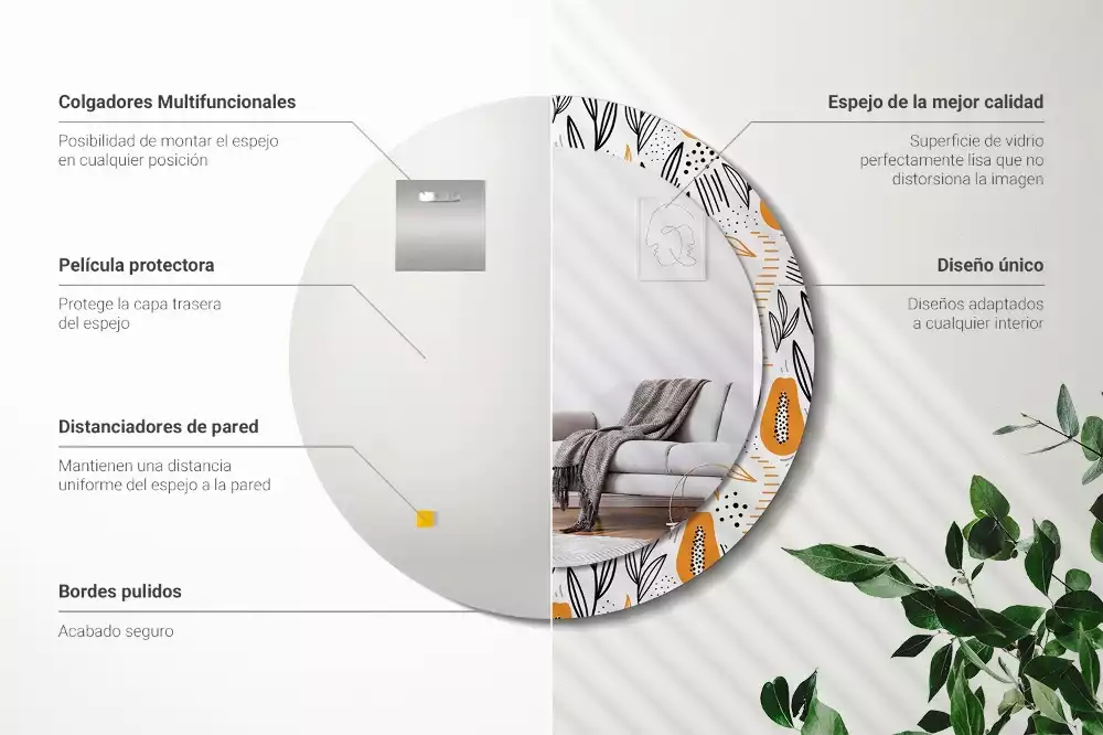 Kulaté zrcadlo s potiskem Papayas