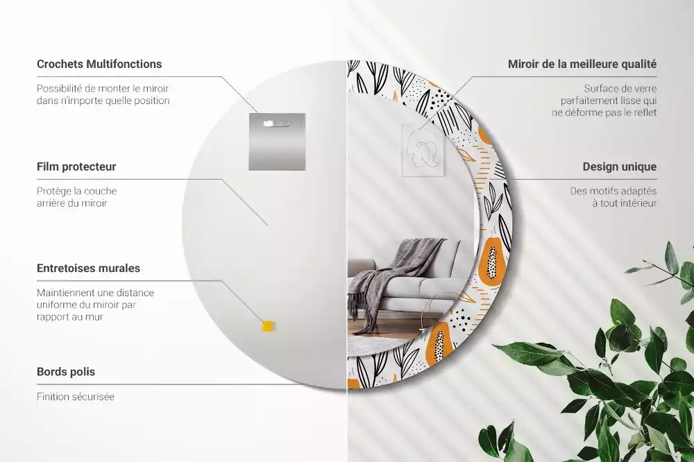 Kulaté zrcadlo s potiskem Papayas