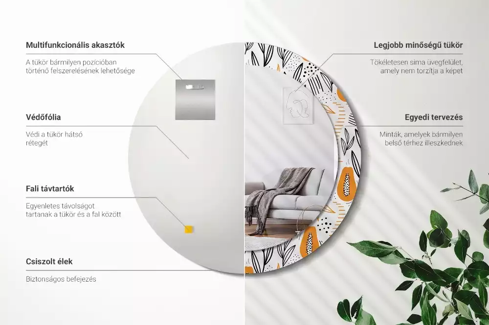 Kulaté zrcadlo s potiskem Papayas