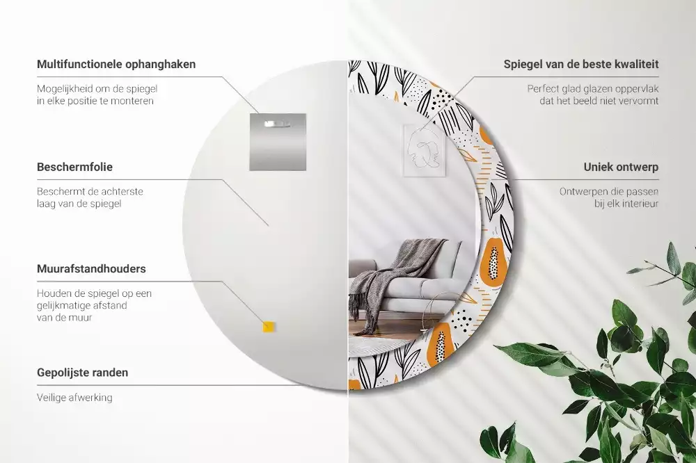 Kulaté zrcadlo s potiskem Papayas