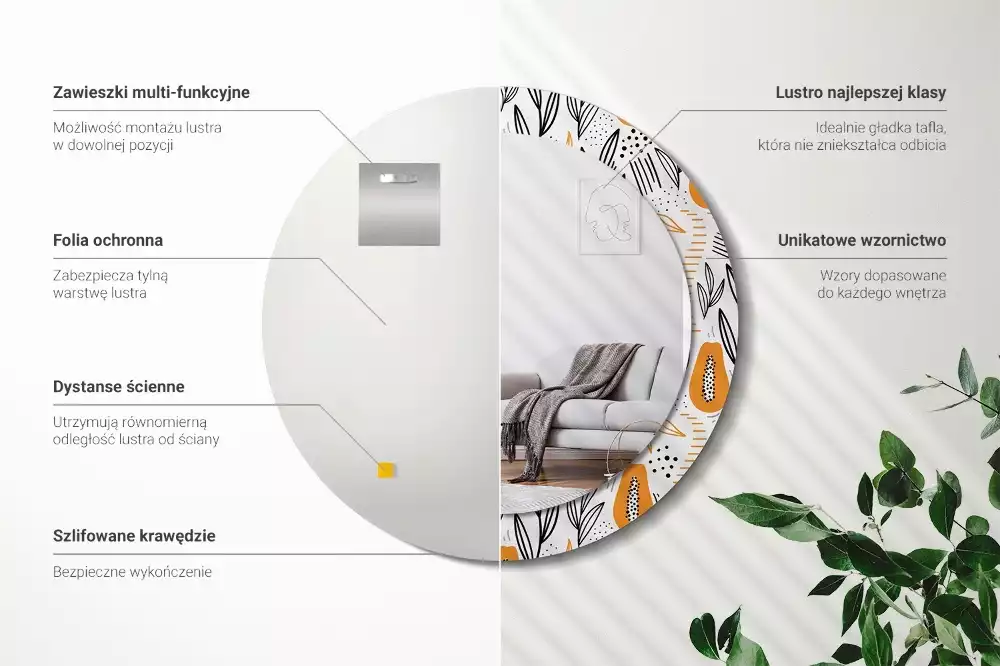 Kulaté zrcadlo s potiskem Papayas