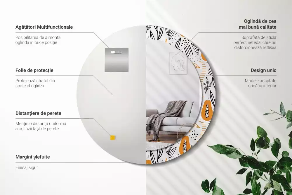 Kulaté zrcadlo s potiskem Papayas