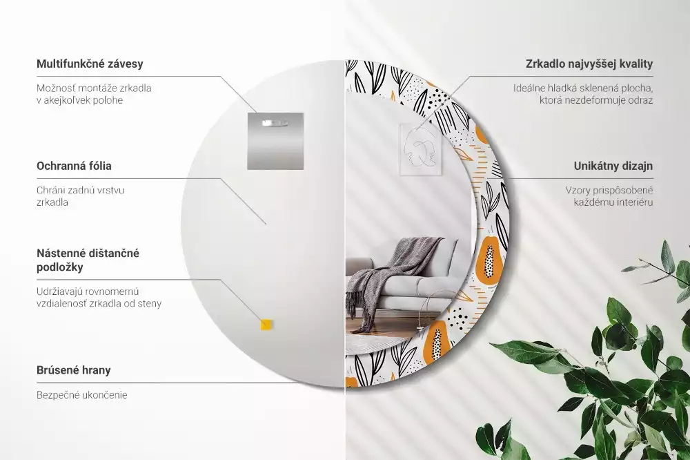 Kulaté zrcadlo s potiskem Papayas