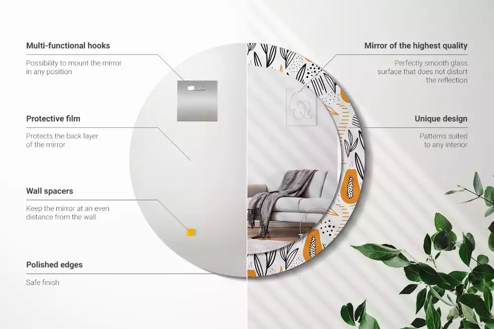 Kulaté zrcadlo s potiskem Papayas